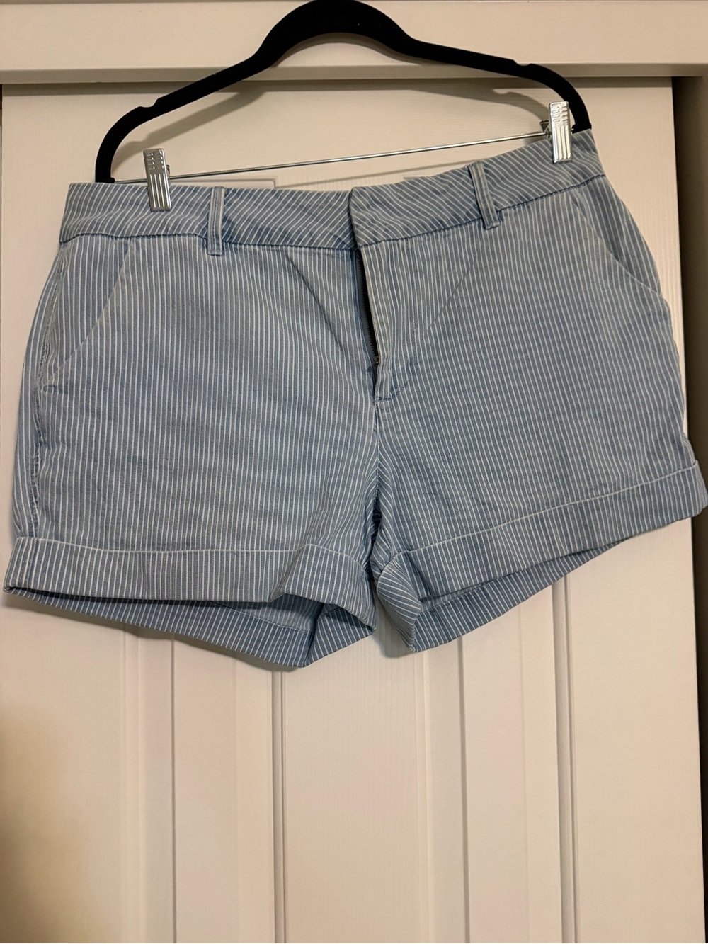 Dear John Blue and White Pinstripe Shorts
